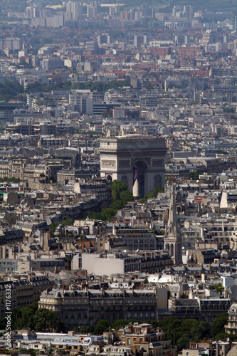 paris cityscape with triumph arch