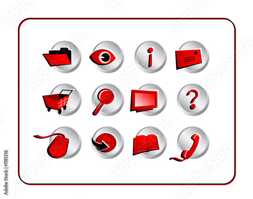 icon set with clipping paths - red
