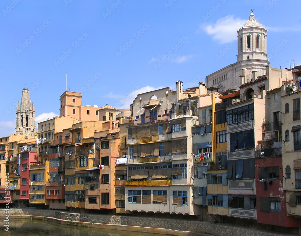 old houses by the river in girona (spain)