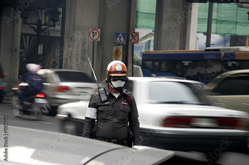 traffic police in bad environment