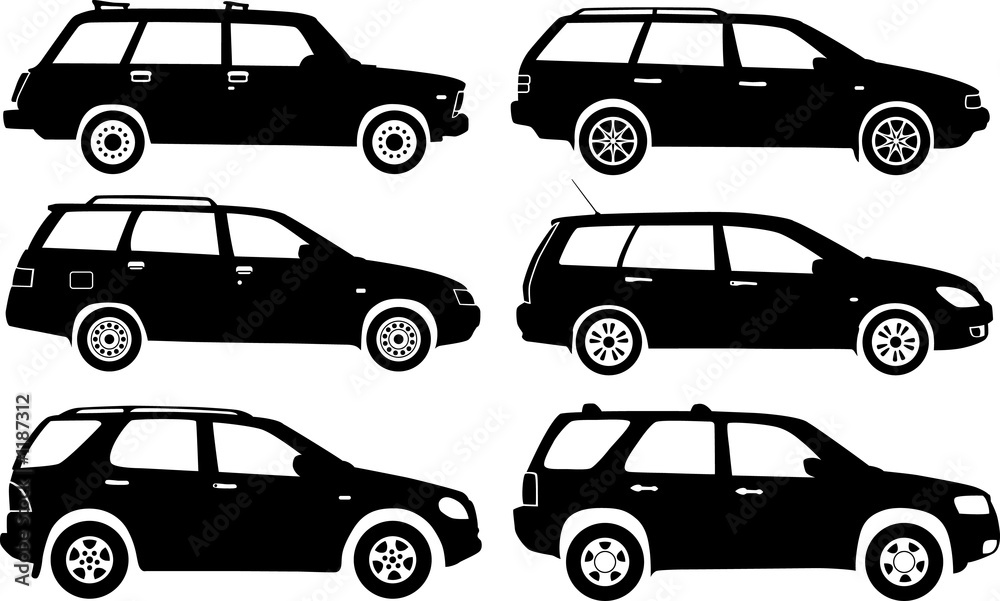 silhouette cars, vector