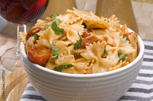 farfalle and wine