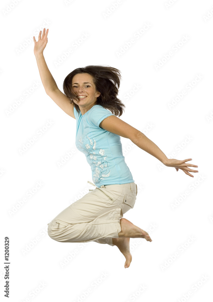 jumping happy woman