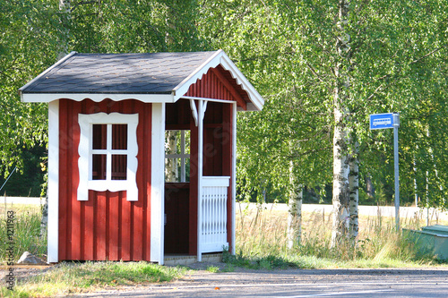 Plakat w ramie lonely bus stop