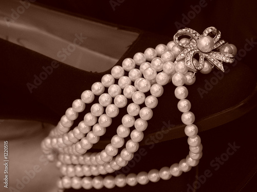 shoe laden with pearls