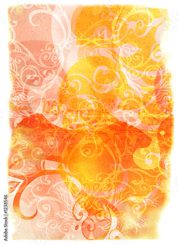 grunge book page with swirls and scrolls