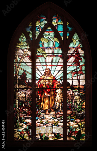 stained glass window with jesus