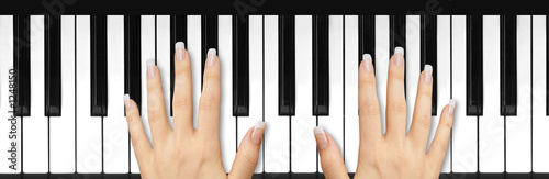 french manicured nails on keyboard