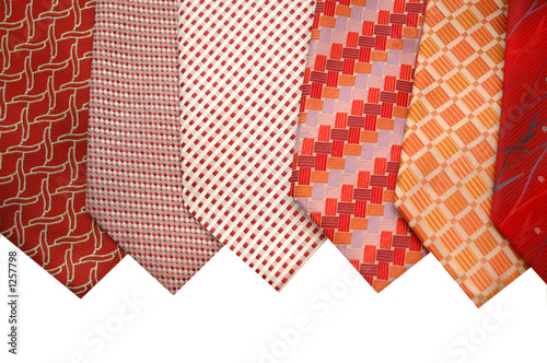 selection of silk ties isolated on white