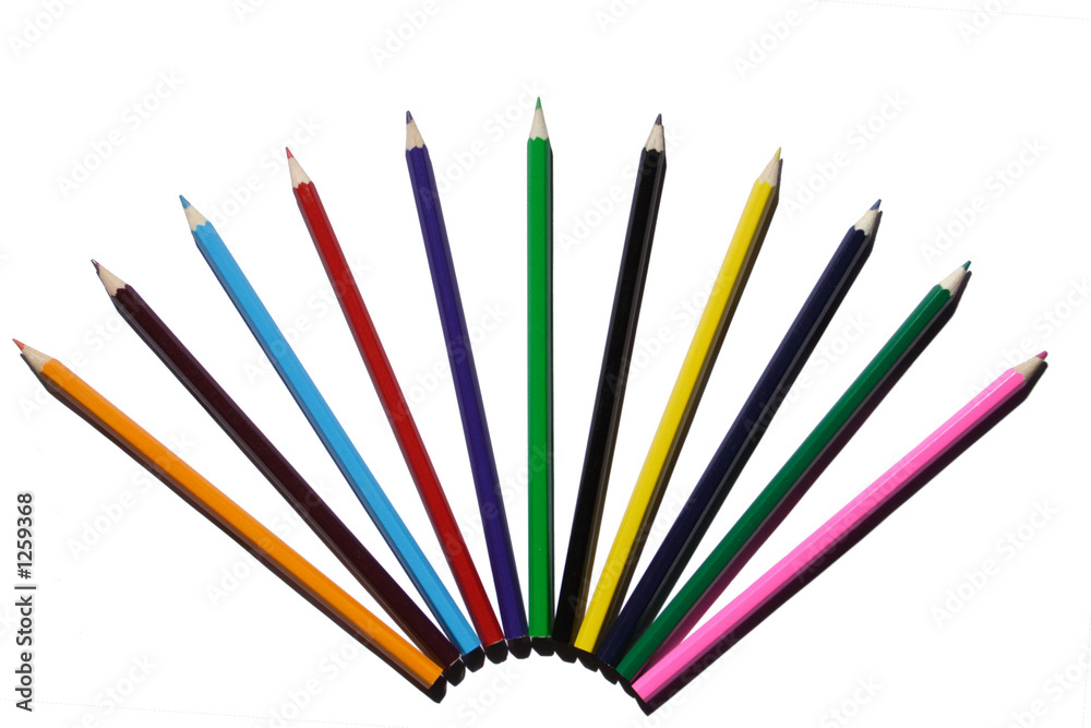 crayons de couleur en éventail