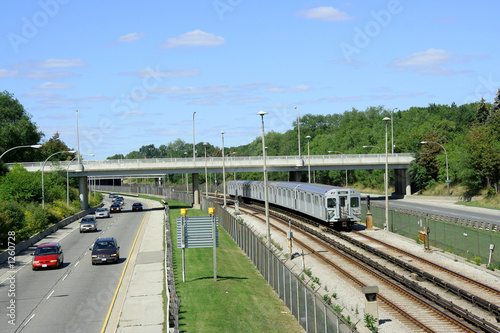 Photography subway train and expressway