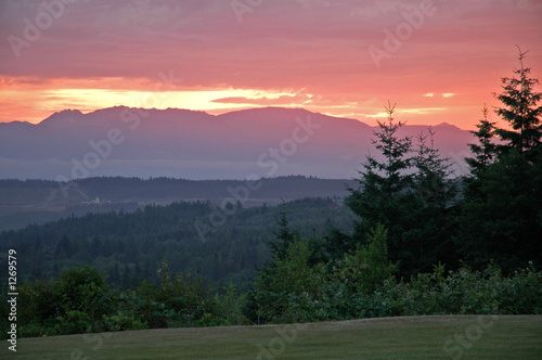 sunset over olympic range