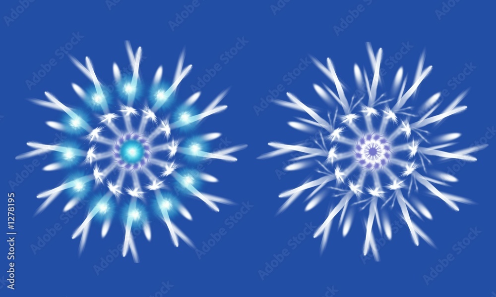 Fototapeta premium two snowflake on blue