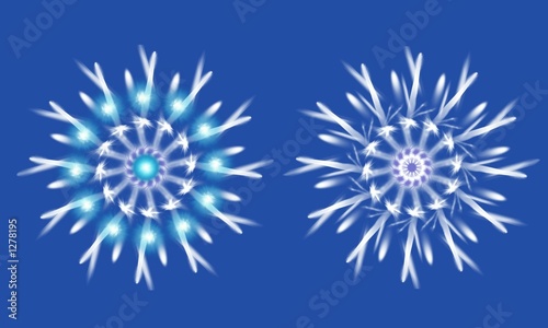 two snowflake on blue