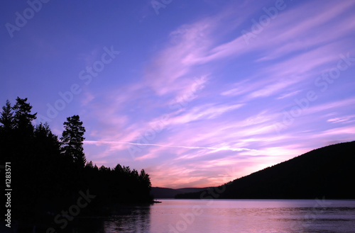 Sunrise at Loon Lake British Columbia with pink sky