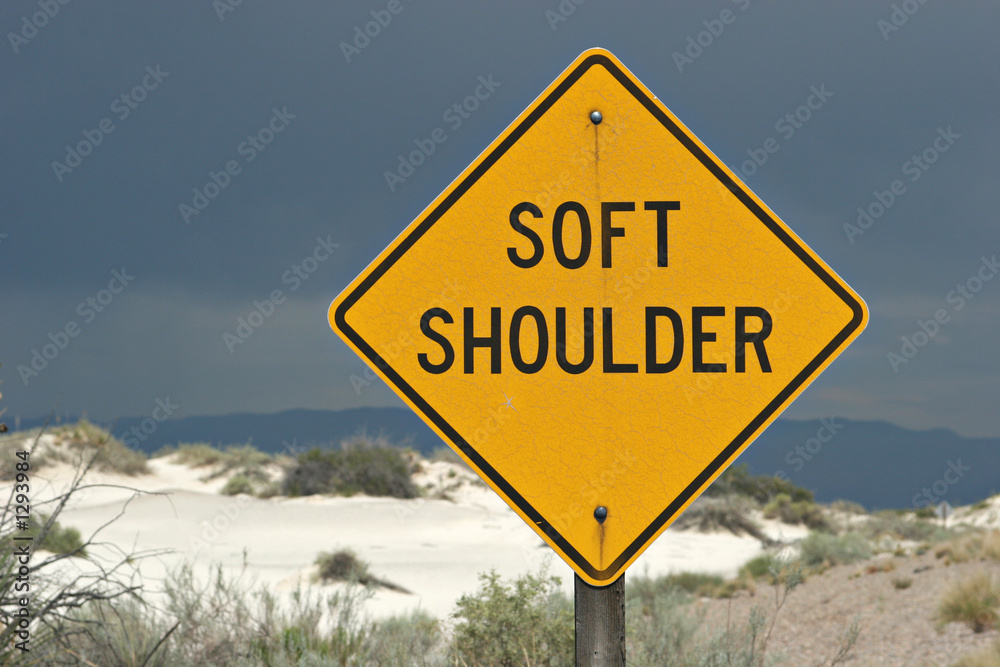 soft shoulder road sign