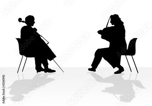silhouette of chello & violin player