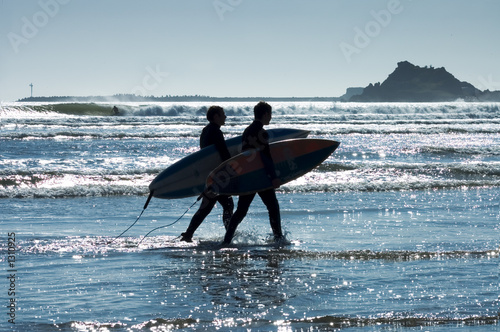surfers at sunset