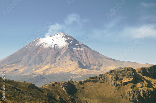 active snowcapped popocatepetl volcano photo