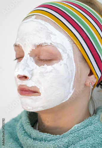 wellness and beauty: woman wearing a face mask
