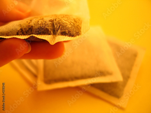 teabags and hand