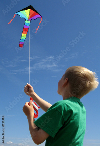 Plakat boy flying kite