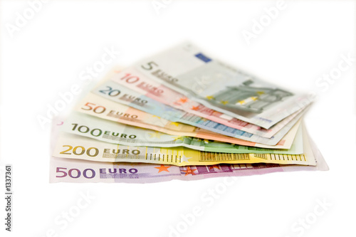 euro banknotes from five up to five hundred