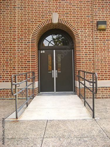 school door with wheelchair ramp