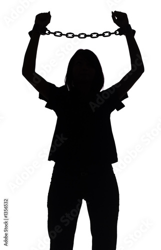silhouette of woman with chains