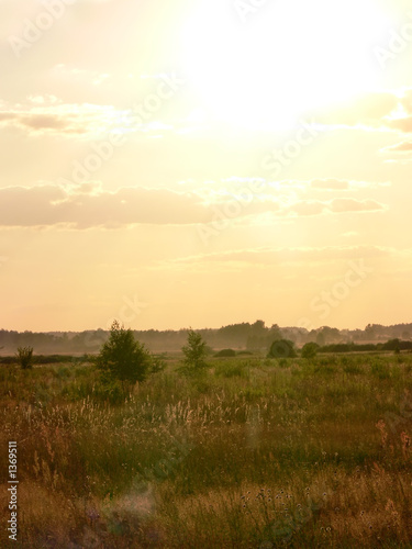 autumn sunset in the mist