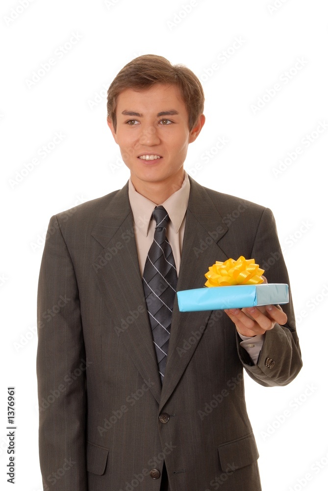 young man bearing a gift