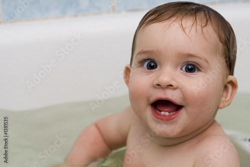 bathing baby