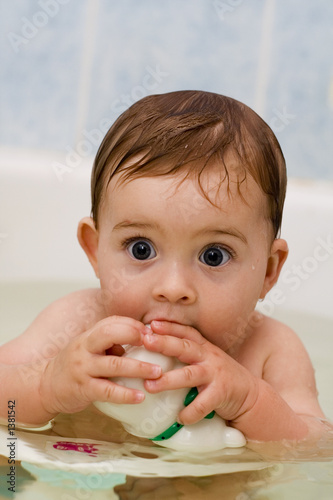 bathing baby
