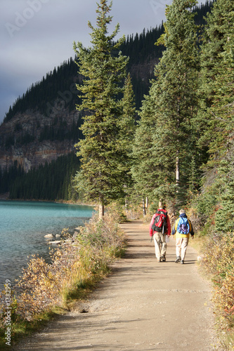 elderly couple walking