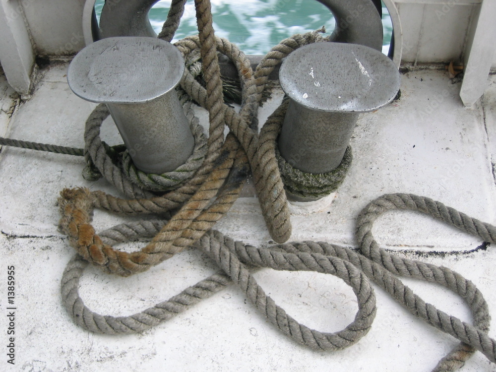 Fototapeta premium closeup of rope on ship