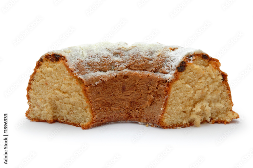 half-eaten cake isolated on white half-eaten cake isolated on white