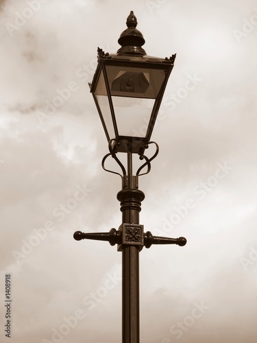 old fashioned streetlamp in sepia