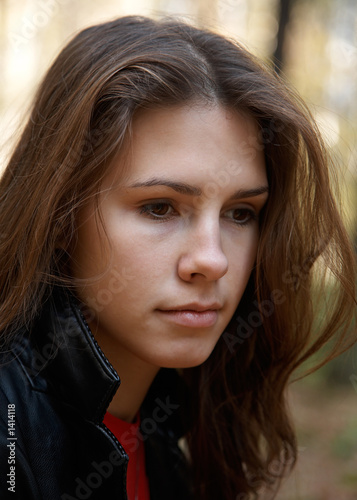 thoughtful brunette girl