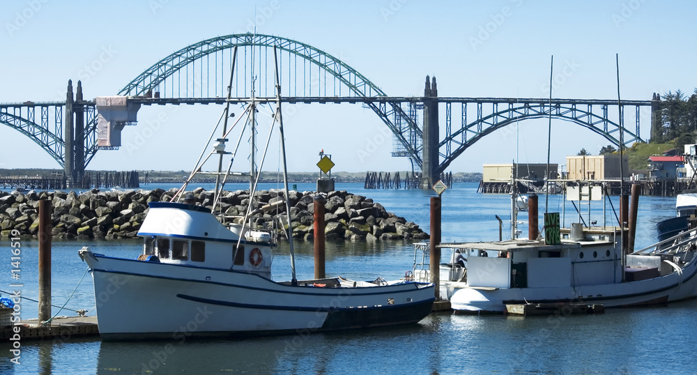fishing boats anchored in Newport, Oregon, USA