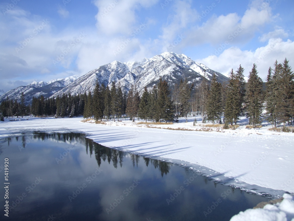 winter on bow river, banff