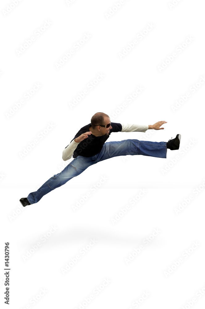 jumping isolated man