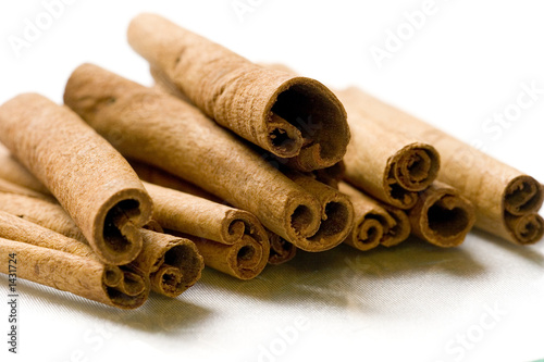 cinnamon sticks on a white background