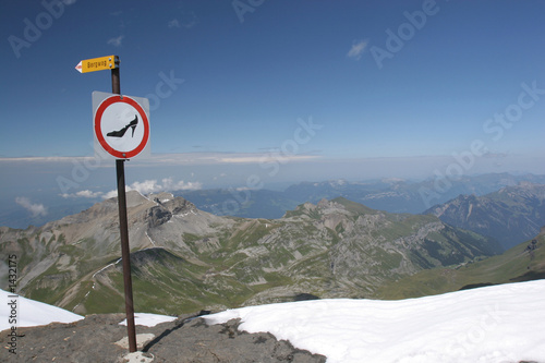 no high heels sign on mountain peak