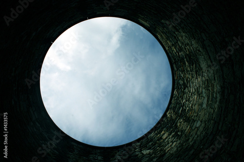 sky copy space from bottom of well photo