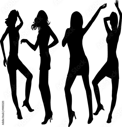 dancing girls - silhuette illustration