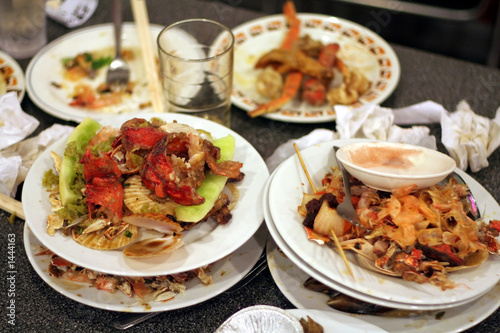 Canvastavla left dishes in restaurant
