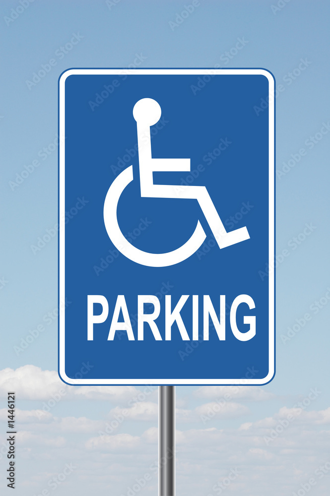 standard disabled panking sign with clouds standard disabled panking sign with clouds