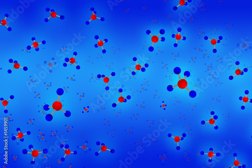 red molecules on blue ground