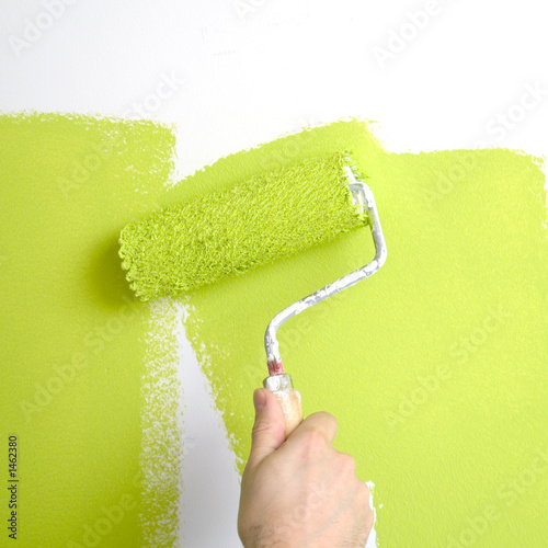 Fototapeta Naklejka Na Ścianę i Meble -  painting a wall with 'lime green ' paint