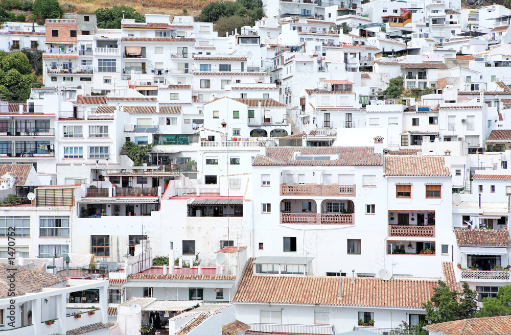Fototapeta premium busy, compact town or pueblo of mijas in spain